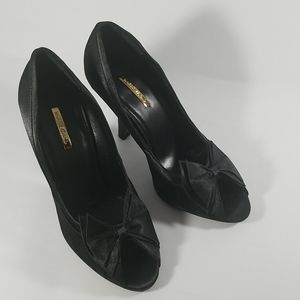 MICHAEL ANTONIO Peep Toe Satin Heels